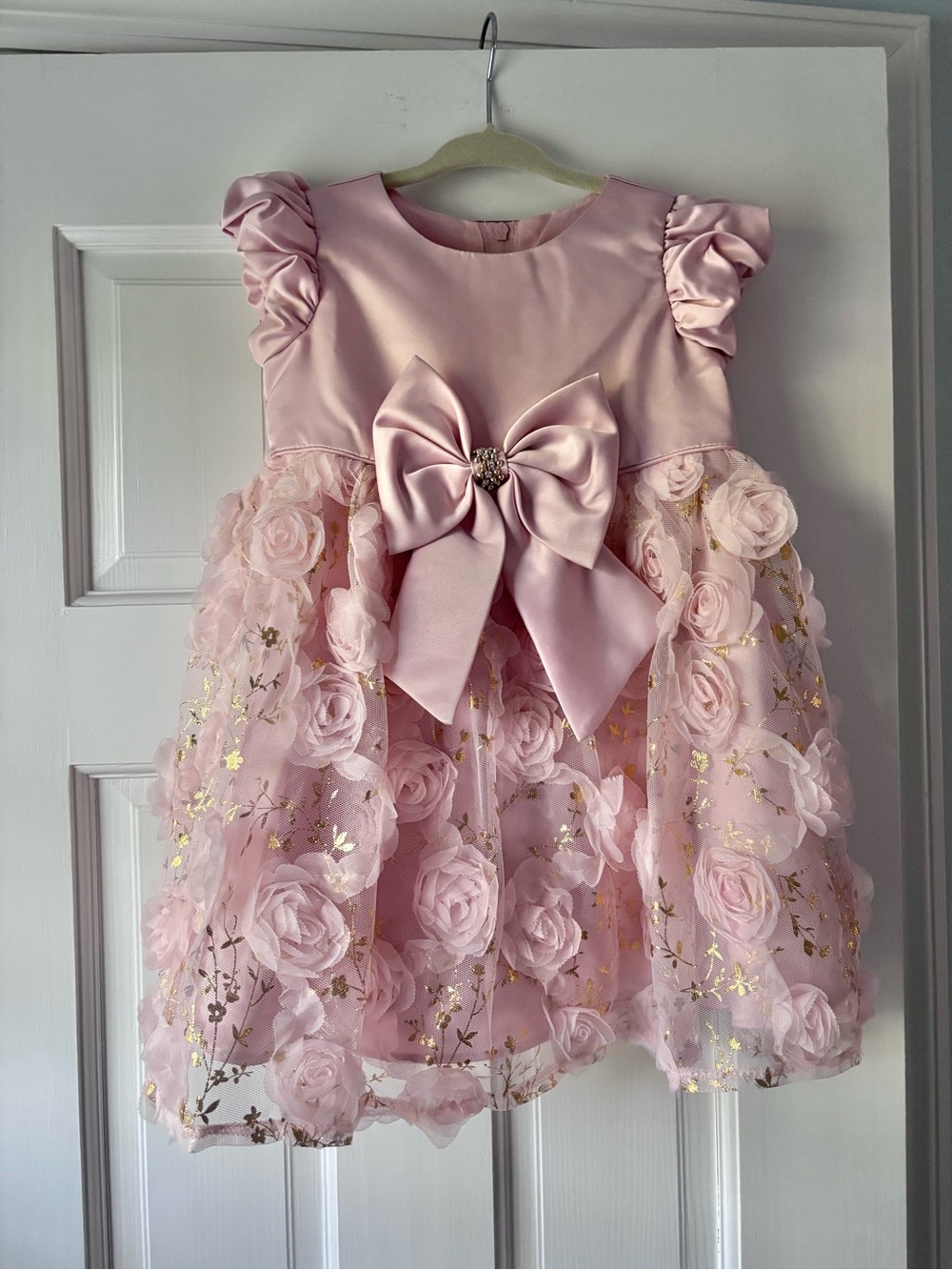 Rare Editions Pink Dress with Rosette Skirt
